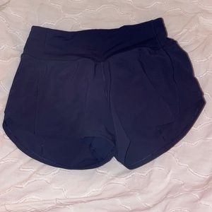 NWOT navy lululemon 4” speed up mid rise short